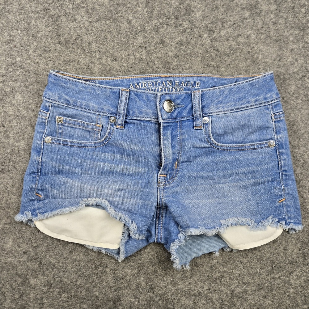American Eagle Shorts Womens 2 Shortie Cut Off Low Rise Distressed Y2K Preppy
